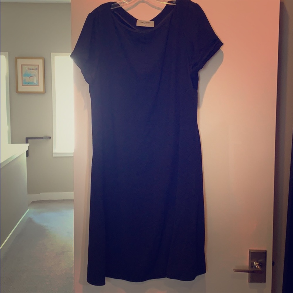 Diagonal striped textured navy dress!